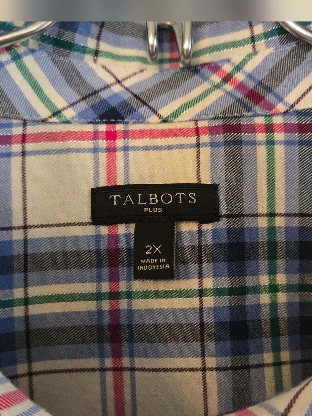 Talbots Plaid Shirt 2X - Picture 2 of 8